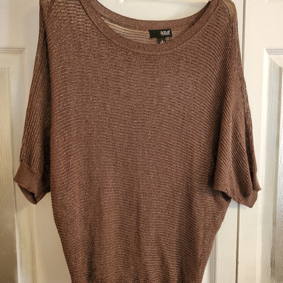 a.n.a Tops - ANA Brown Gold Layering Top S Med
